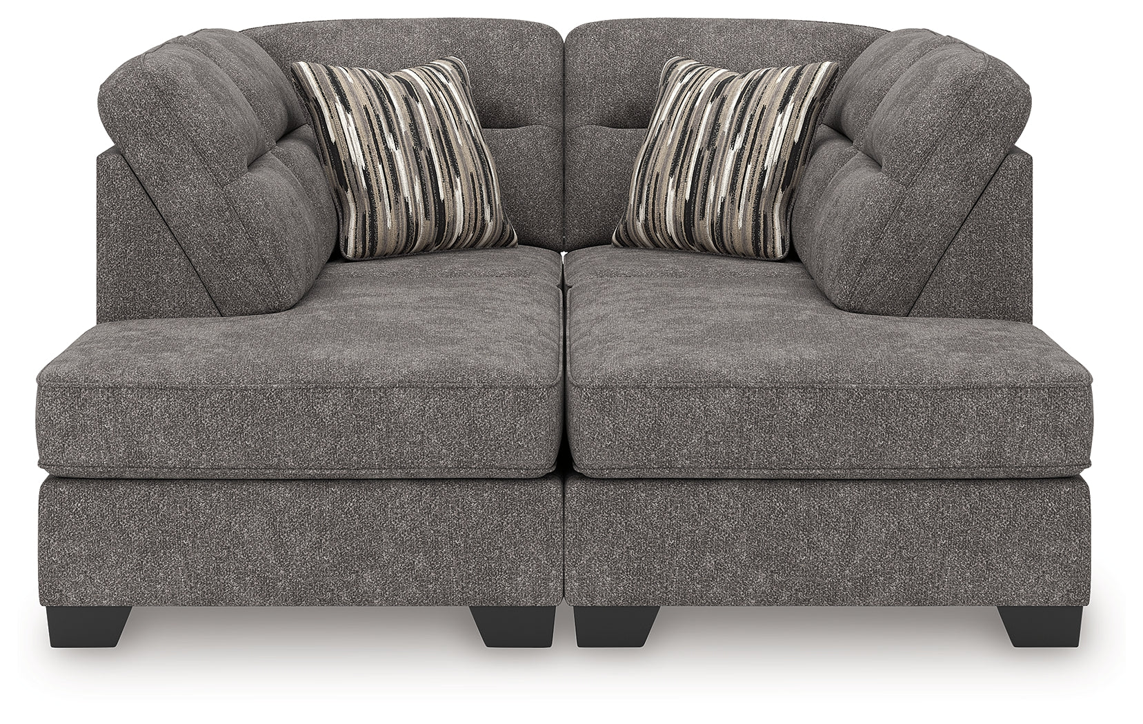 Olten Graphite Chenille 2-Piece Super Chaise sectional front-facing view