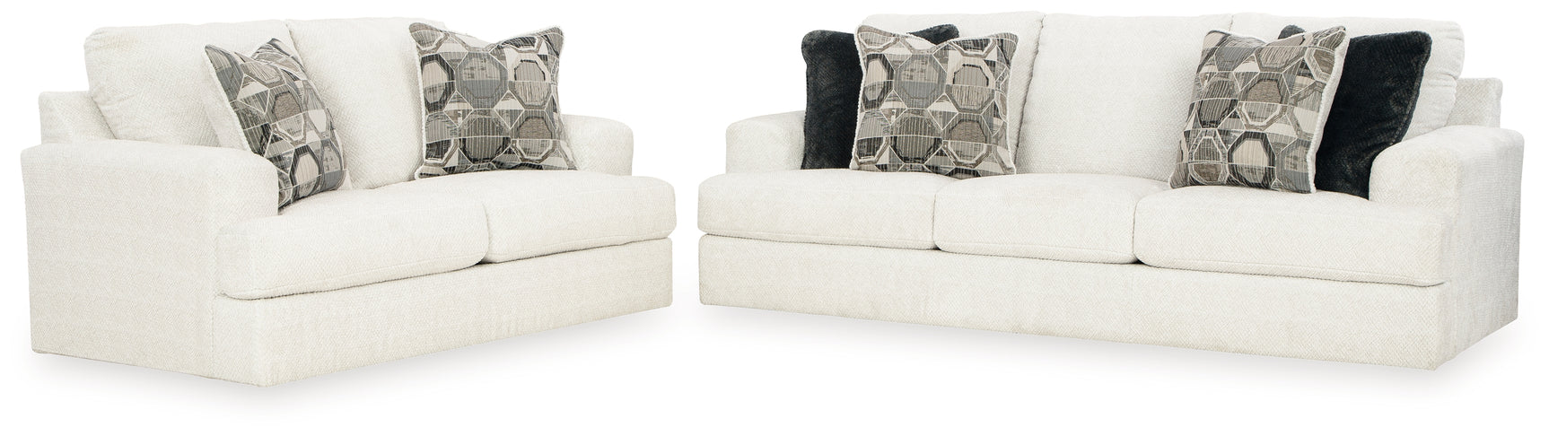 close-up detail of Karinne Linen Sofa and Loveseat upholstery