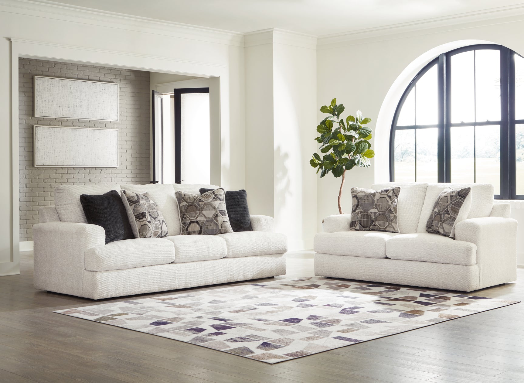 Karinne linen sofa, loveseat, chair, and ottoman furniture set
