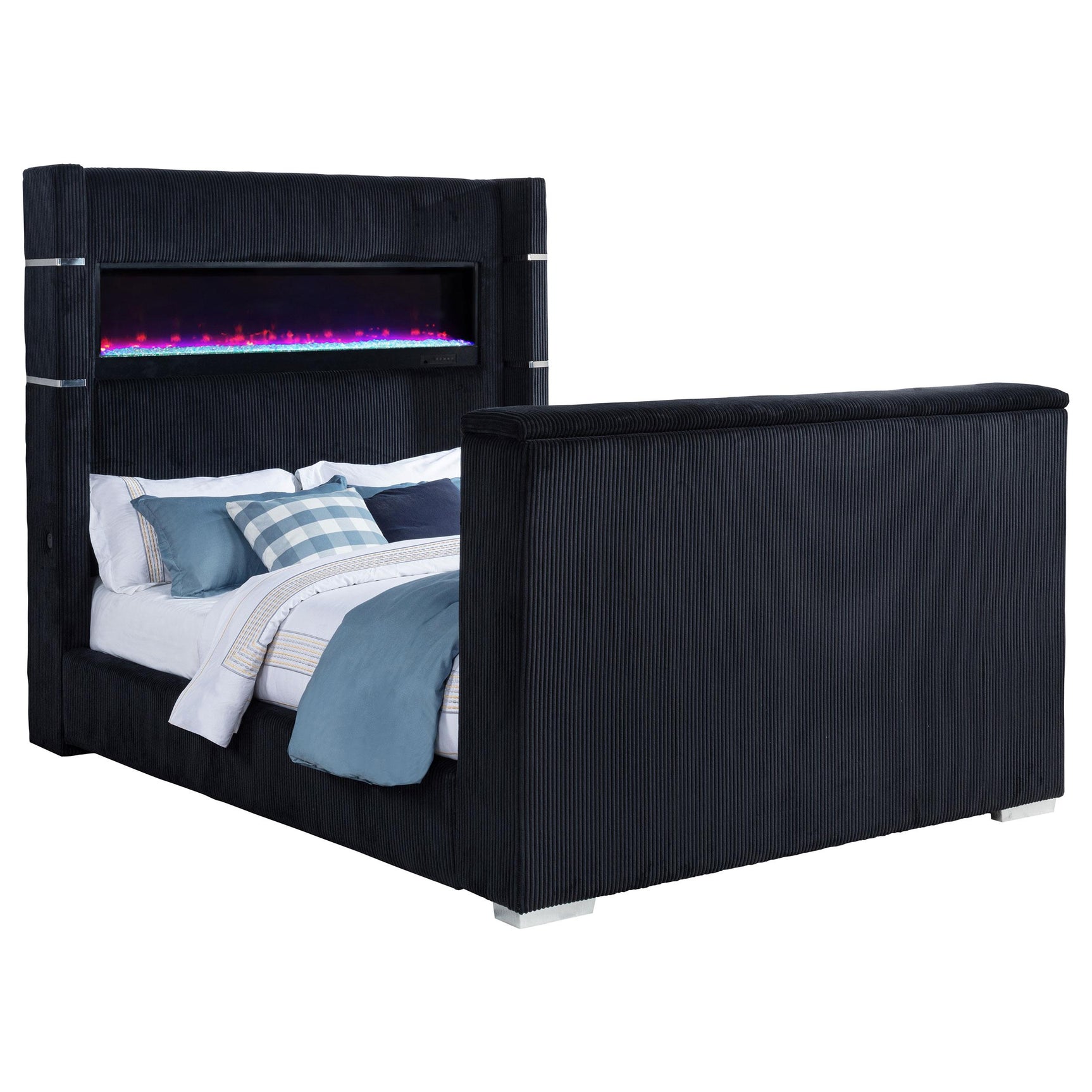 Close-up of flame visualizer headboard with crystal rocks