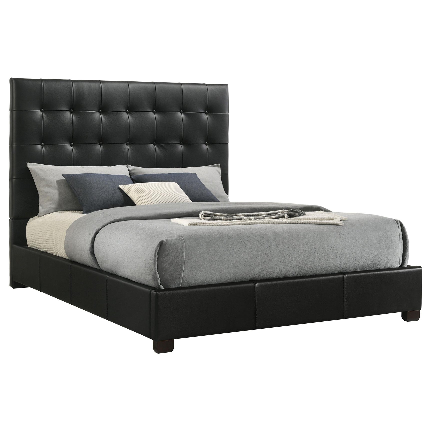Detail of grid-tufted headboard on Medley queen bed