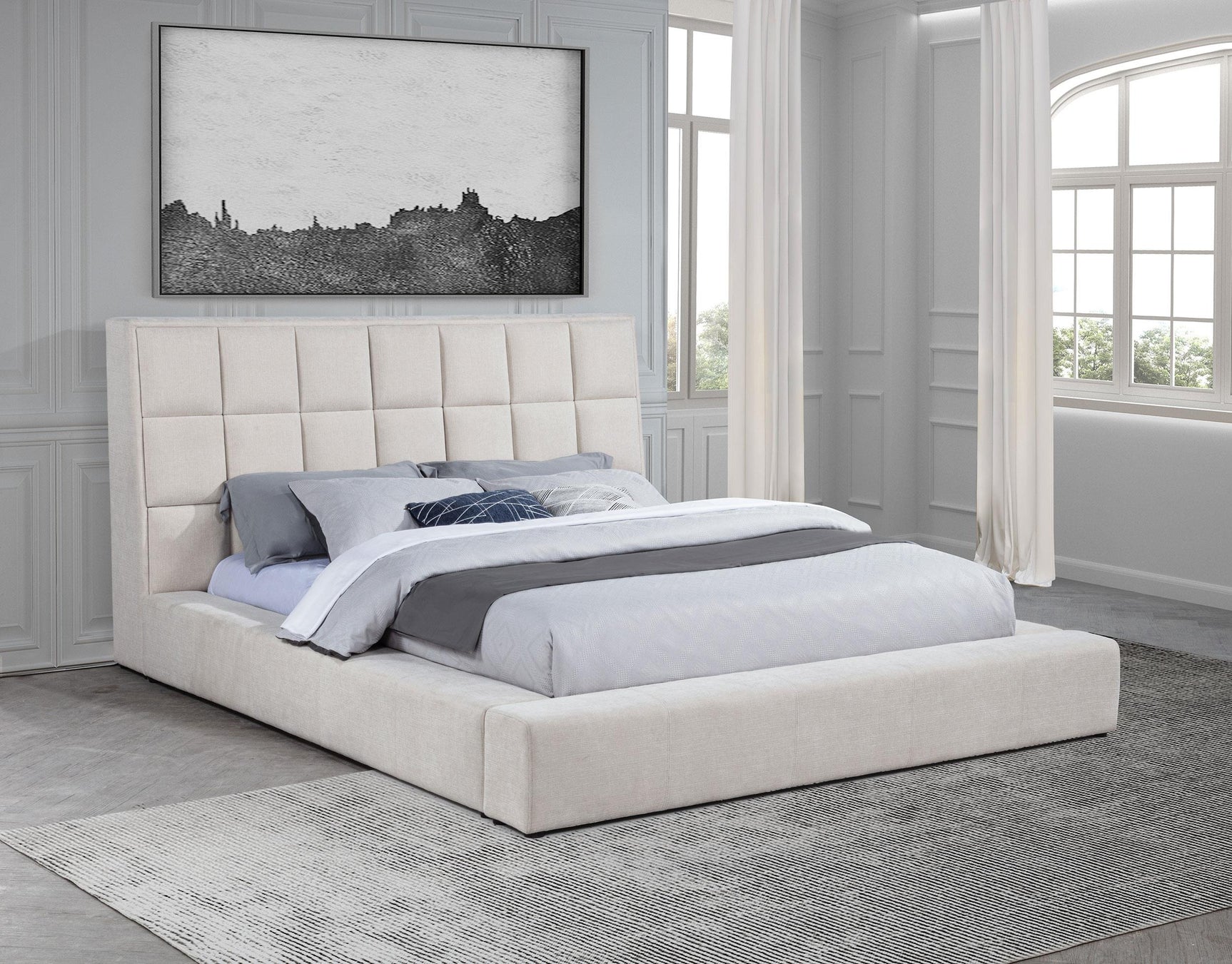 Dreux bed side angle showing LED reading light