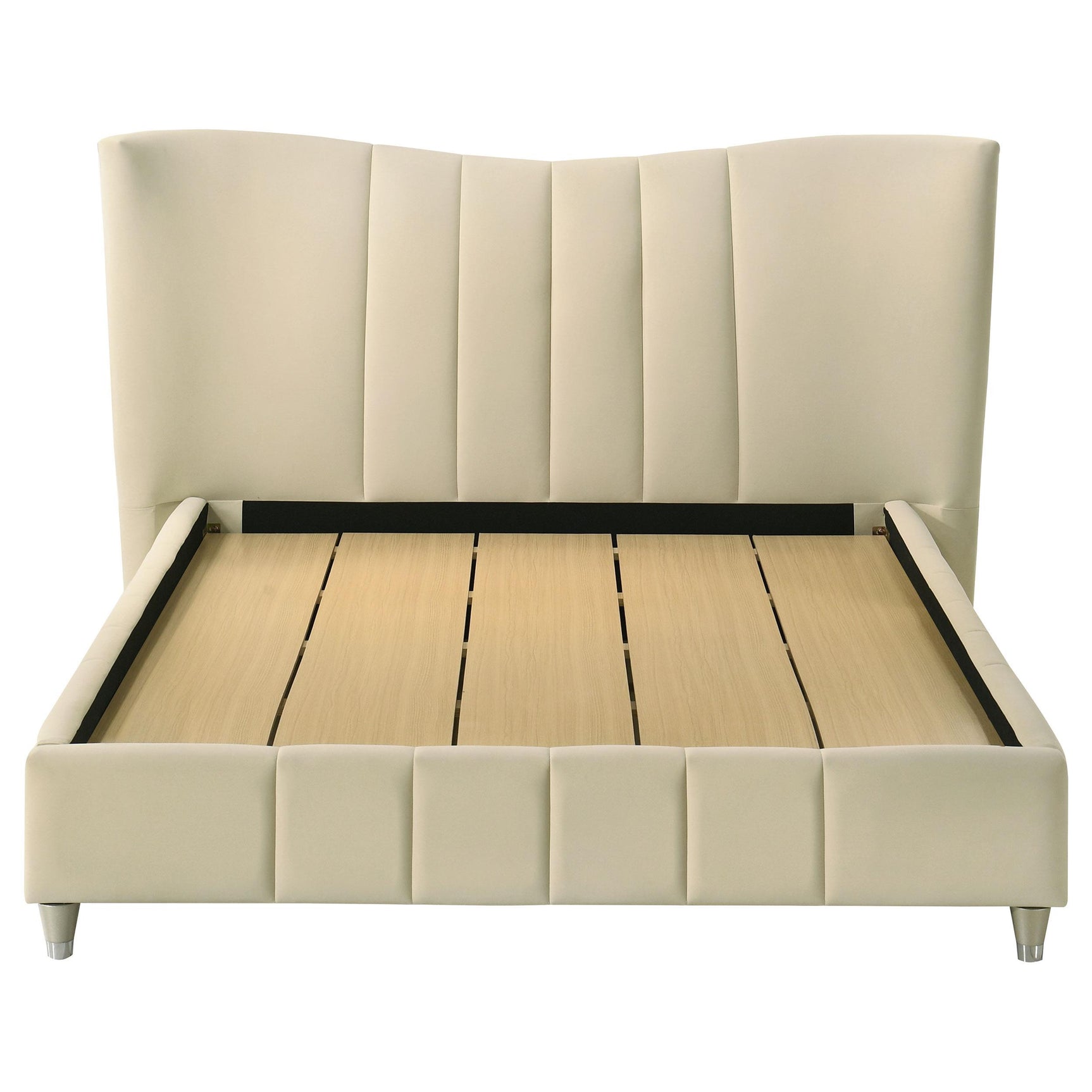 Polished gold wooden leg of Evelyn bed