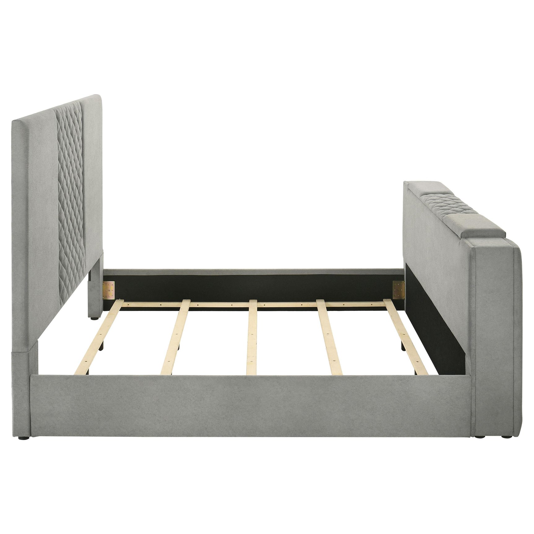 Plastic glide legs of Tara king bed