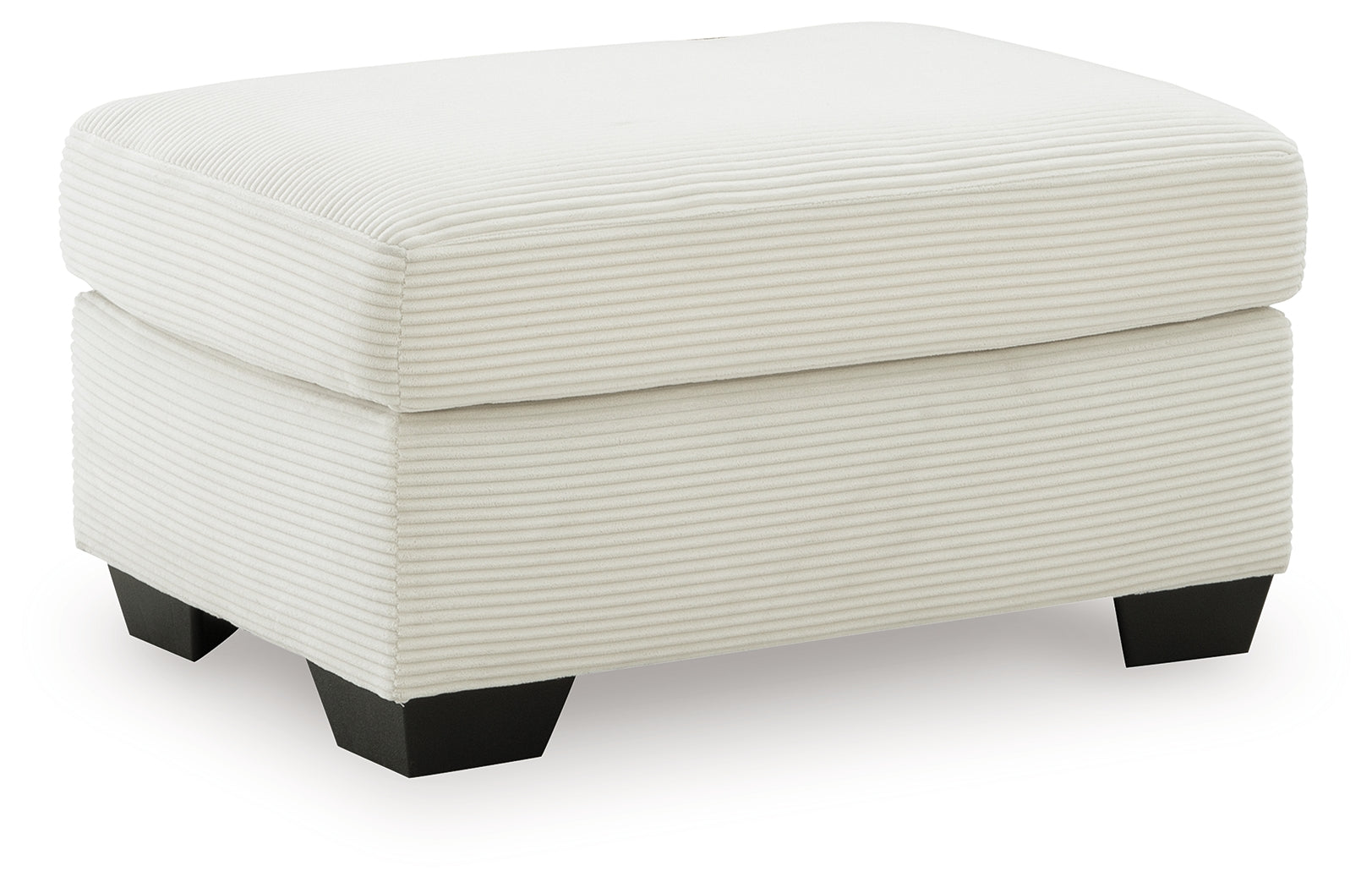 Greenbriar Ivory velvet ottoman front view