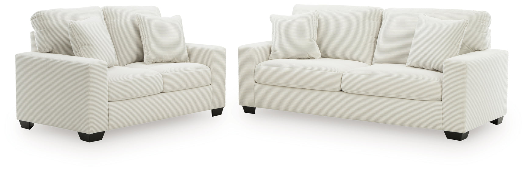 side view of Greenbriar Ivory Sofa and Loveseat