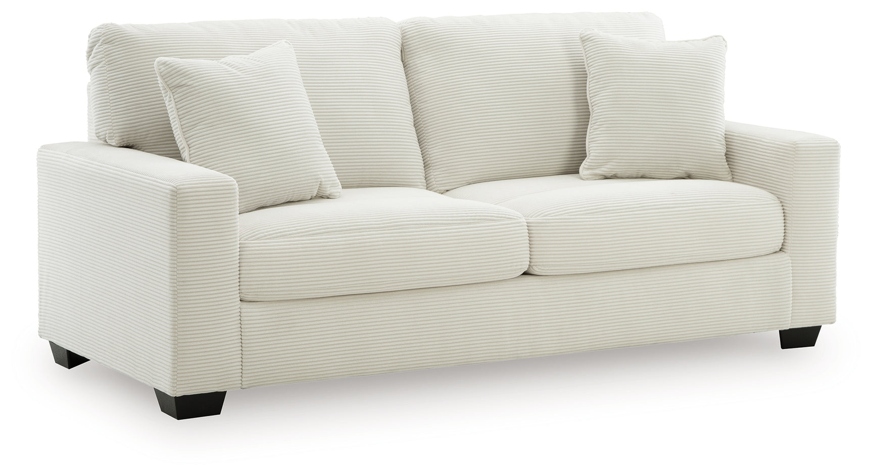 Greenbriar Ivory Velvet Sofa side view