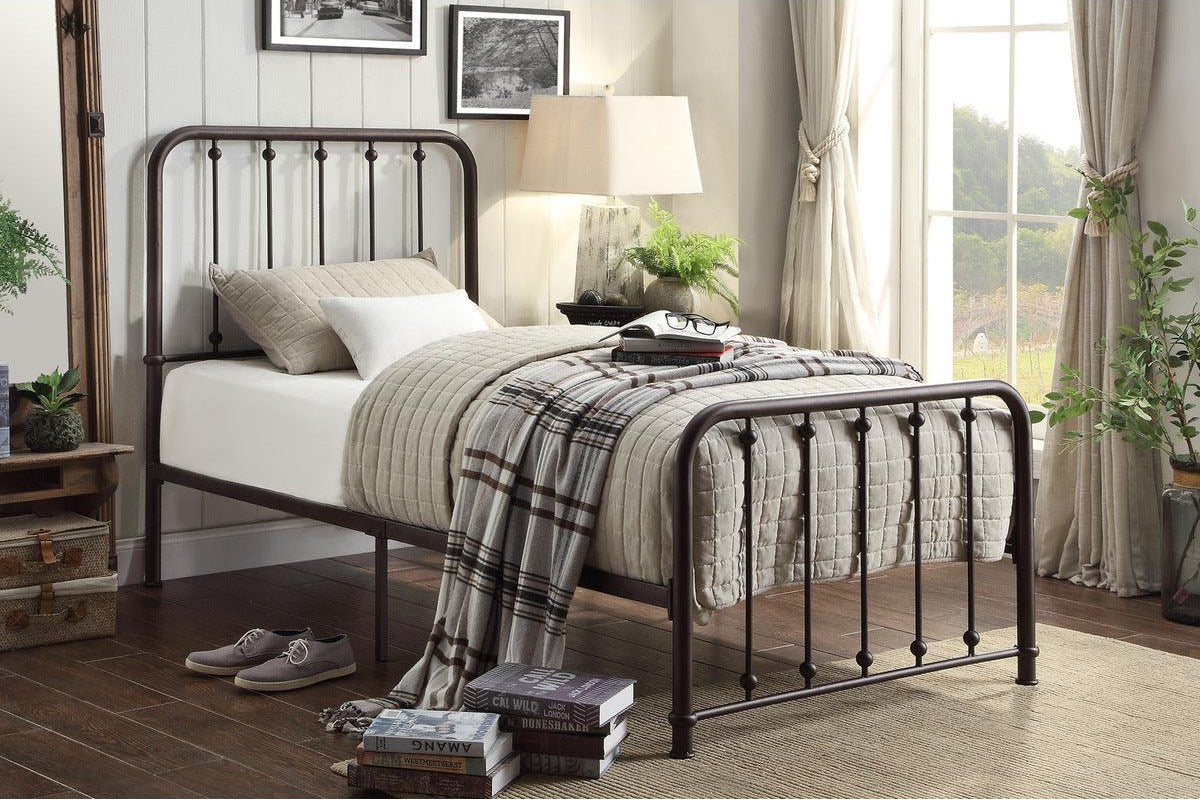 Larkspur Dark Bronze Metal Twin Platform Bed full setup