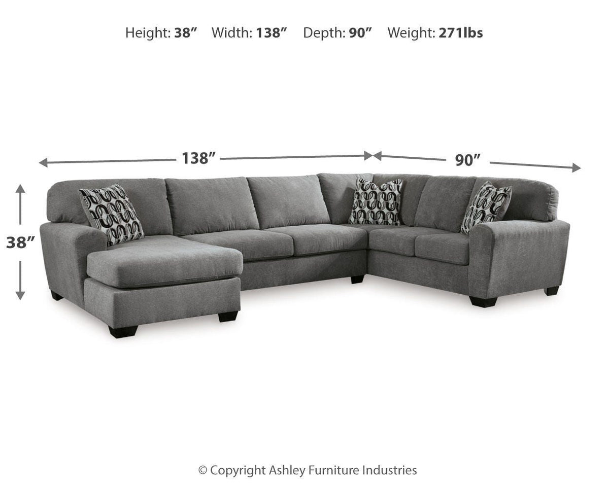Birkdale Court Gray Chenille 3-Piece Sectional with Chaise - image 5