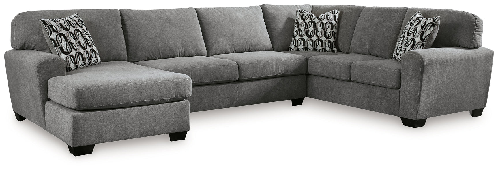 Living room scene featuring Birkdale Court Gray Chenille Sectional