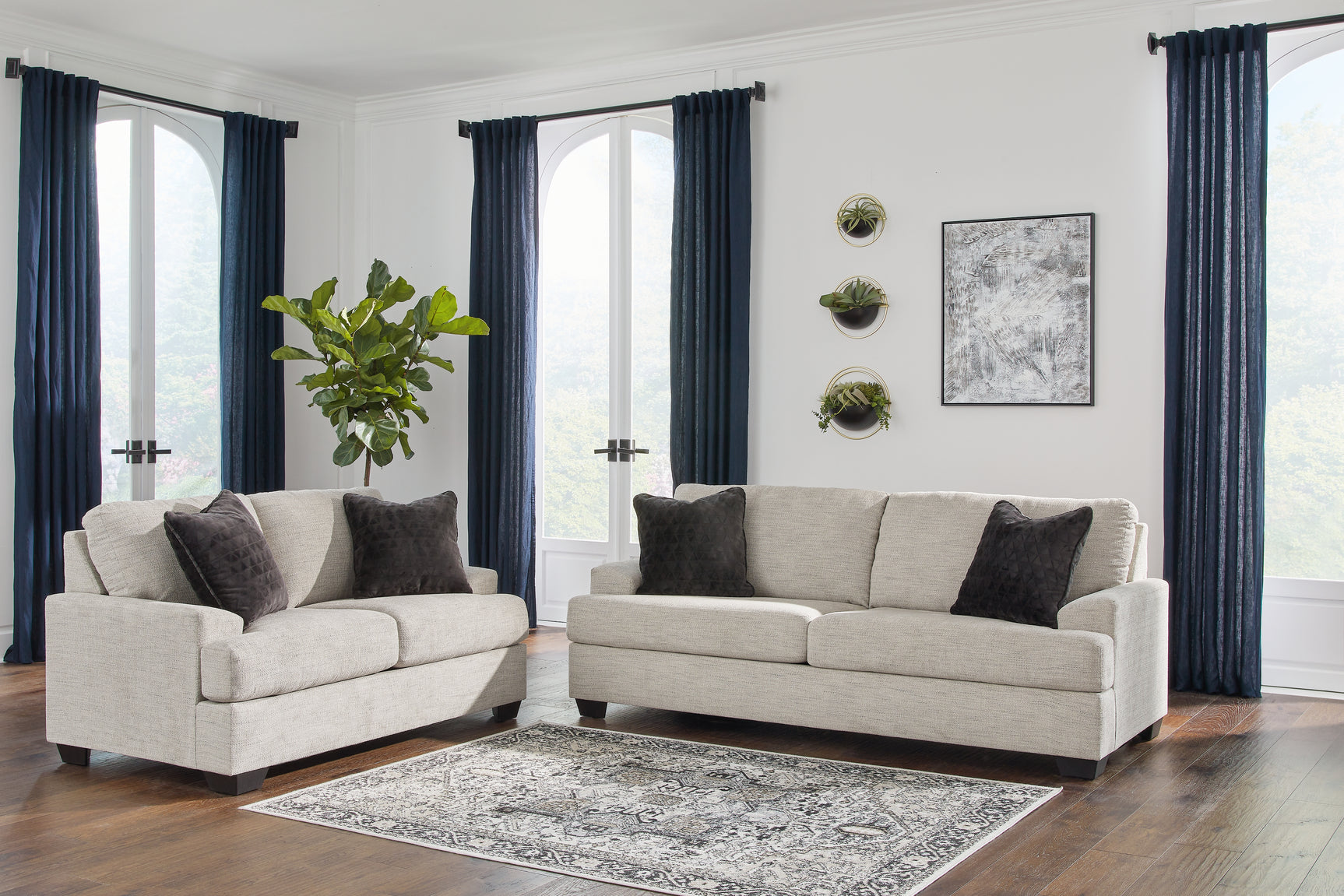 Vayda Pebble 4-piece sofa set with sofa, loveseat, chair, and ottoman