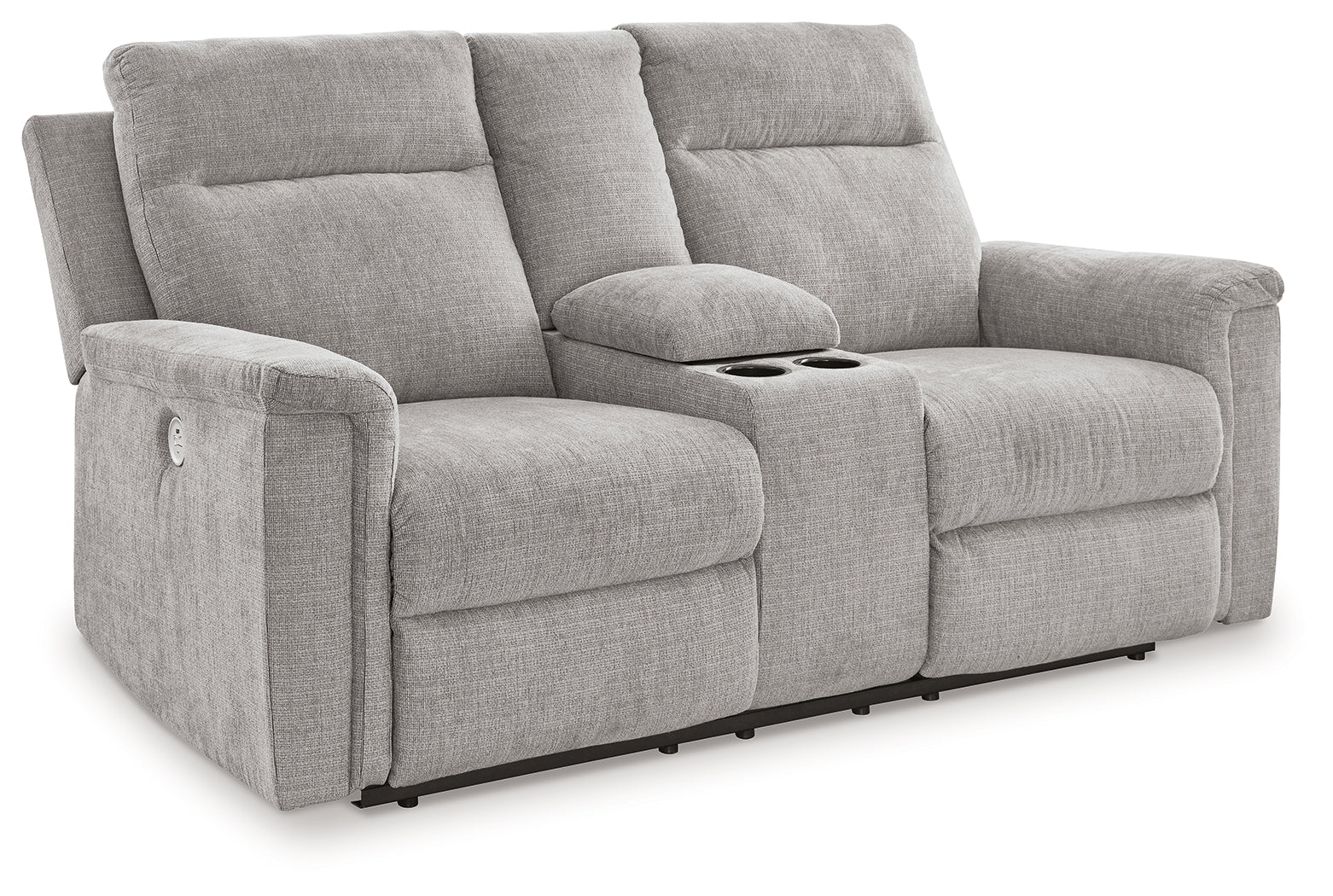 Barnsana Ash Chenille Power Reclining Loveseat With Console