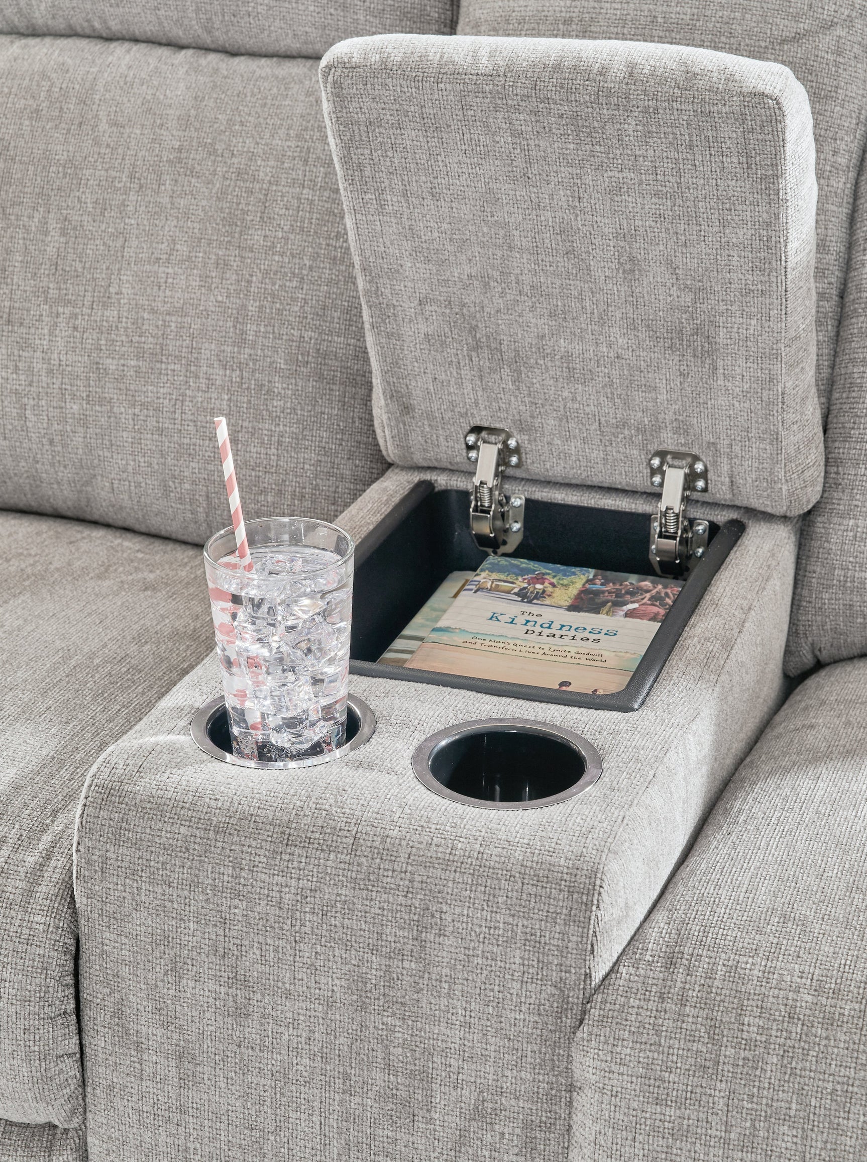 Barnsana Ash Chenille Power Reclining Loveseat With Console