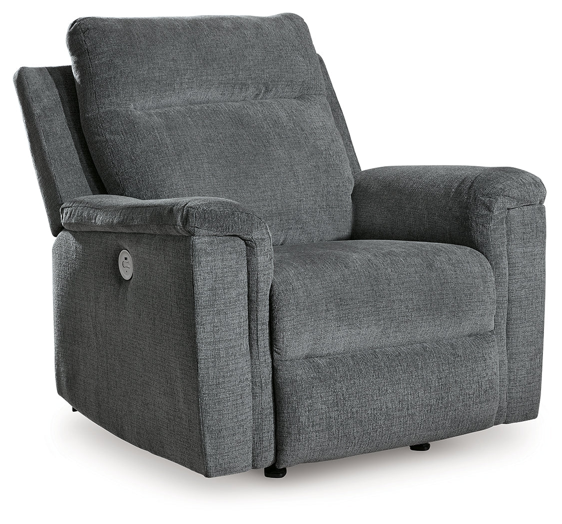 Side view of Barnsana Gravel Chenille Power Recliner