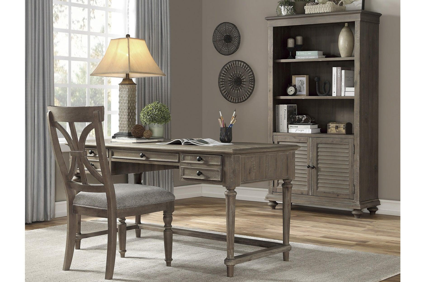 Cardano Light Brown Acacia Wood Writing Desk front view