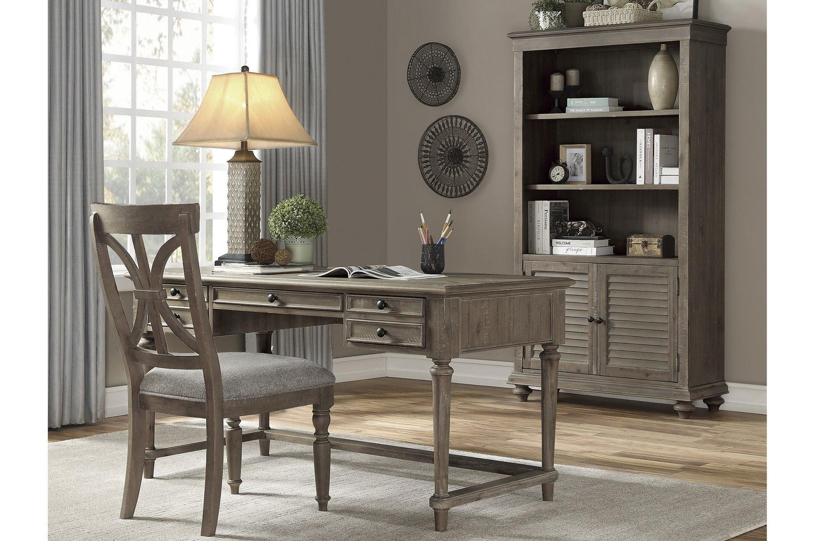 Cardano Light Modern Traditional Transitional Brown Acacia Solids And Veneers Writing Desk - Ella Furniture