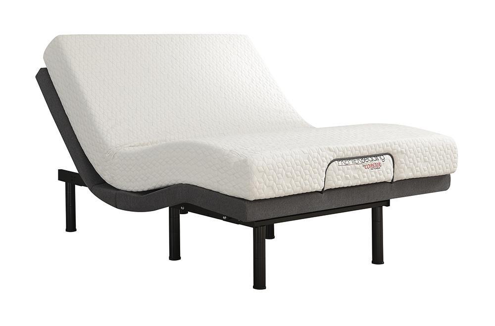 Side angle of Negan Twin XL Adjustable Bed Base showing fabric texture