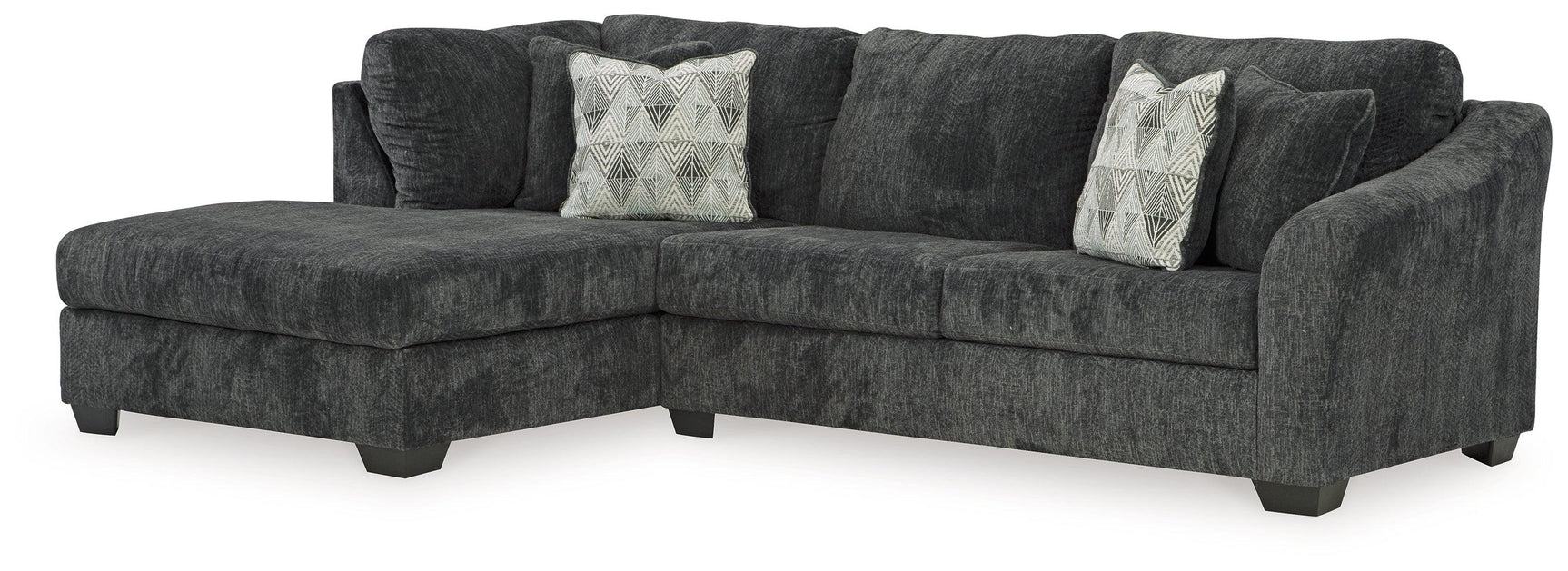 Side view of Biddeford Ebony 2-Piece Sectional Sofa with Chaise