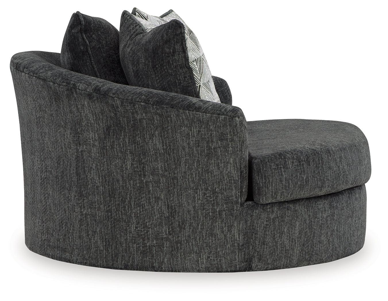 Biddeford Shadow Velvet Oversized Swivel Accent Chair side profile