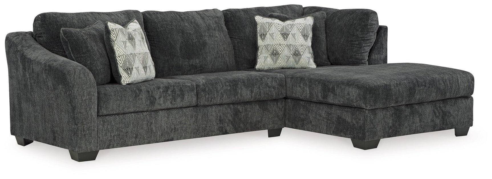 side view of Biddeford Ebony 2-Piece Sectional Sofa with Chaise sectional sofa