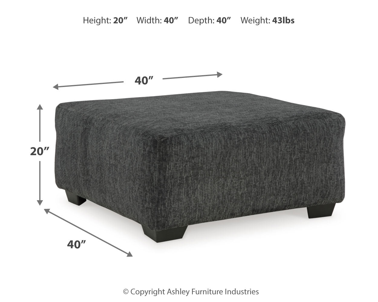 Living room setup with Biddeford Shadow sectional and ottoman