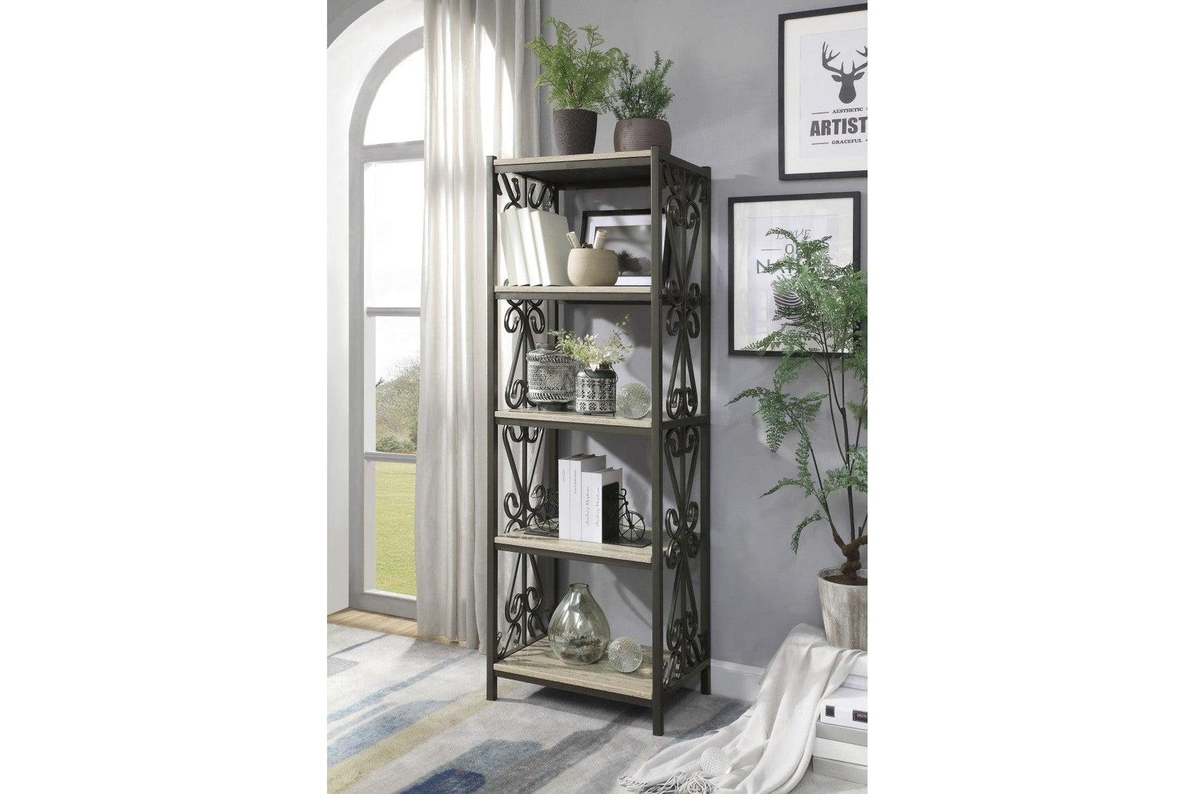 Fairhope Feminine Faux Marble Metal TV Stand close-up detail