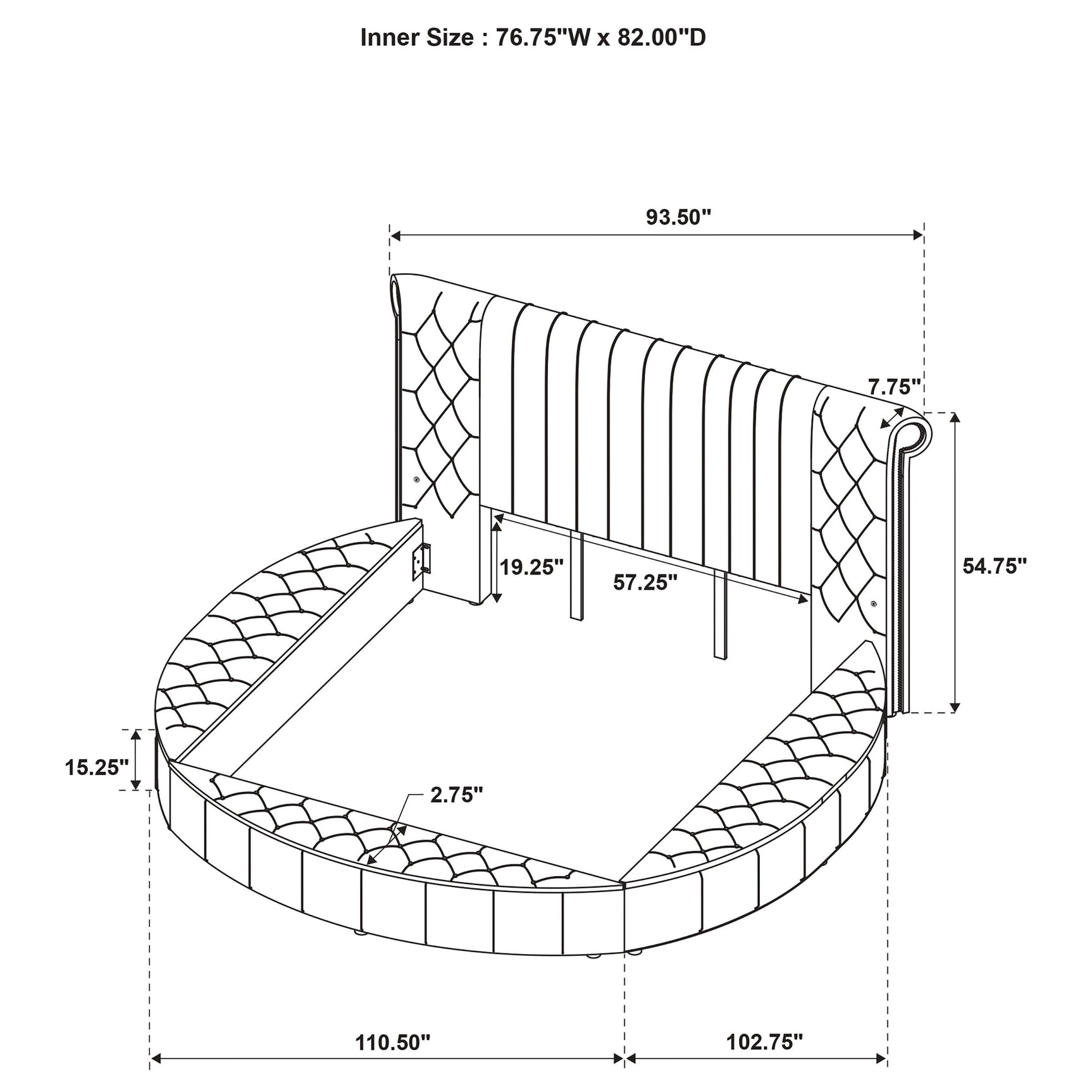 Storage compartments open under the Sonya bed