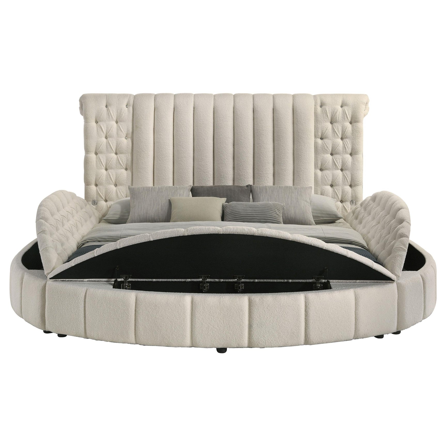 Storage compartments under Sonya Queen Bed