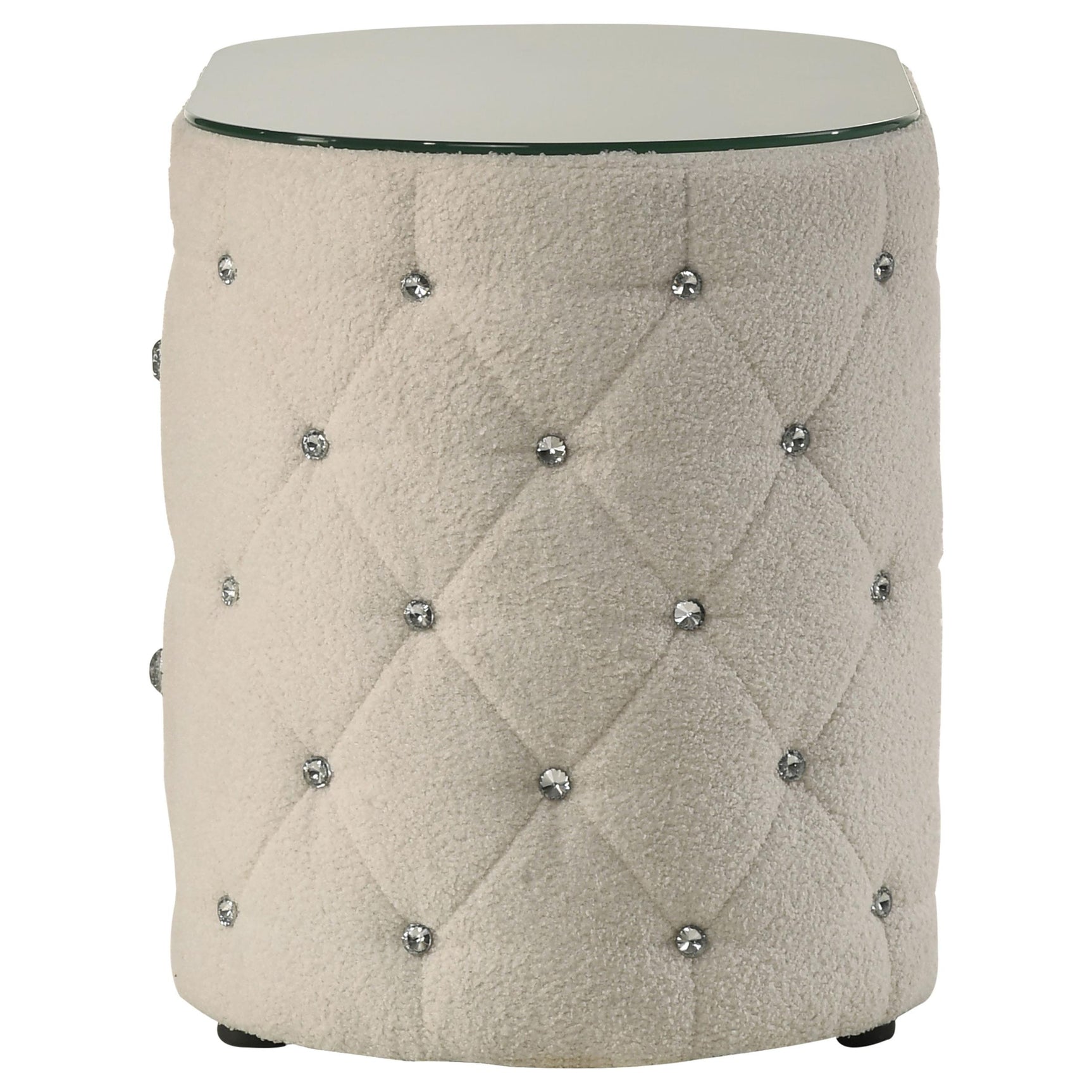Sonya nightstand clear tempered glass top view
