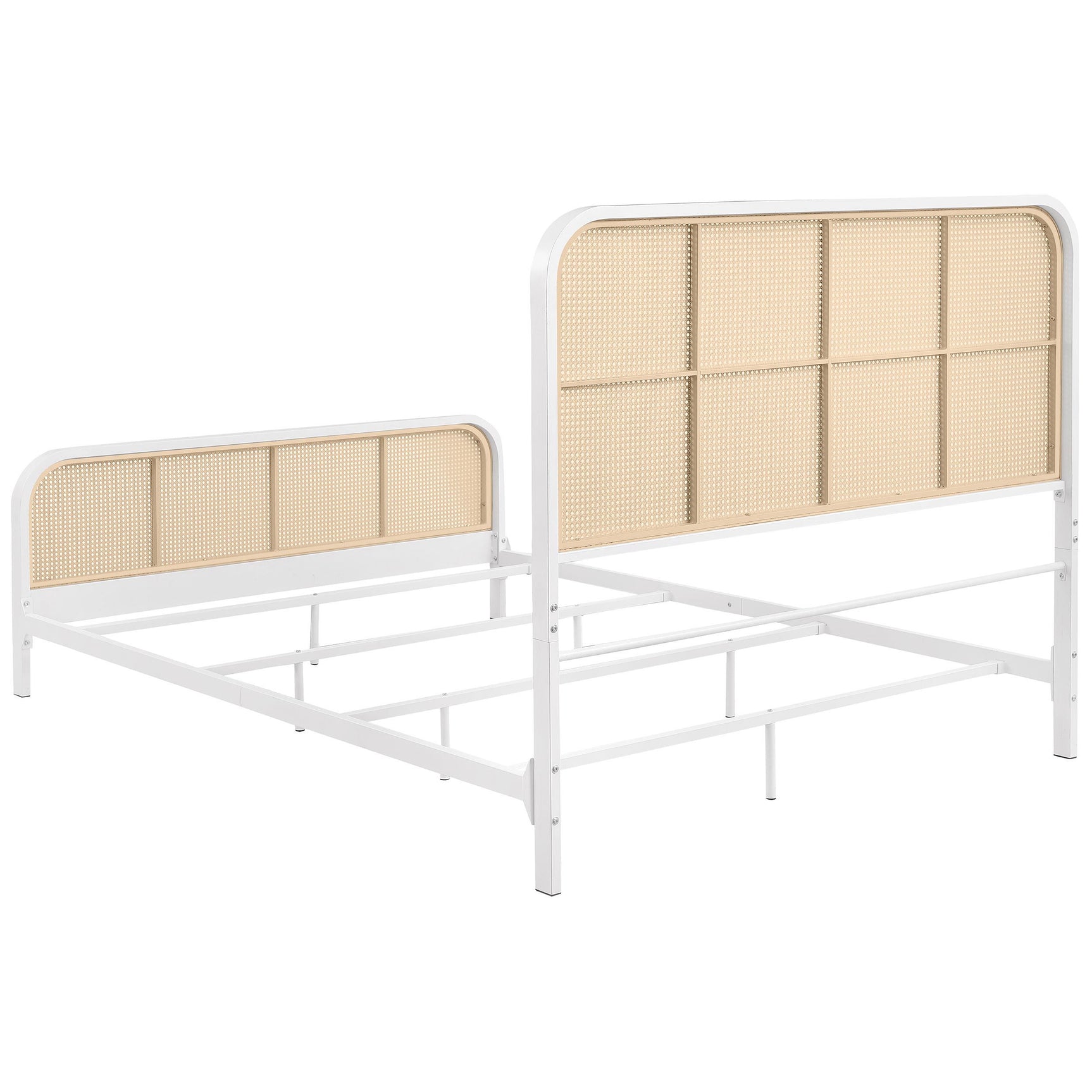 Full front view of Lanewood white queen bed in bedroom setting