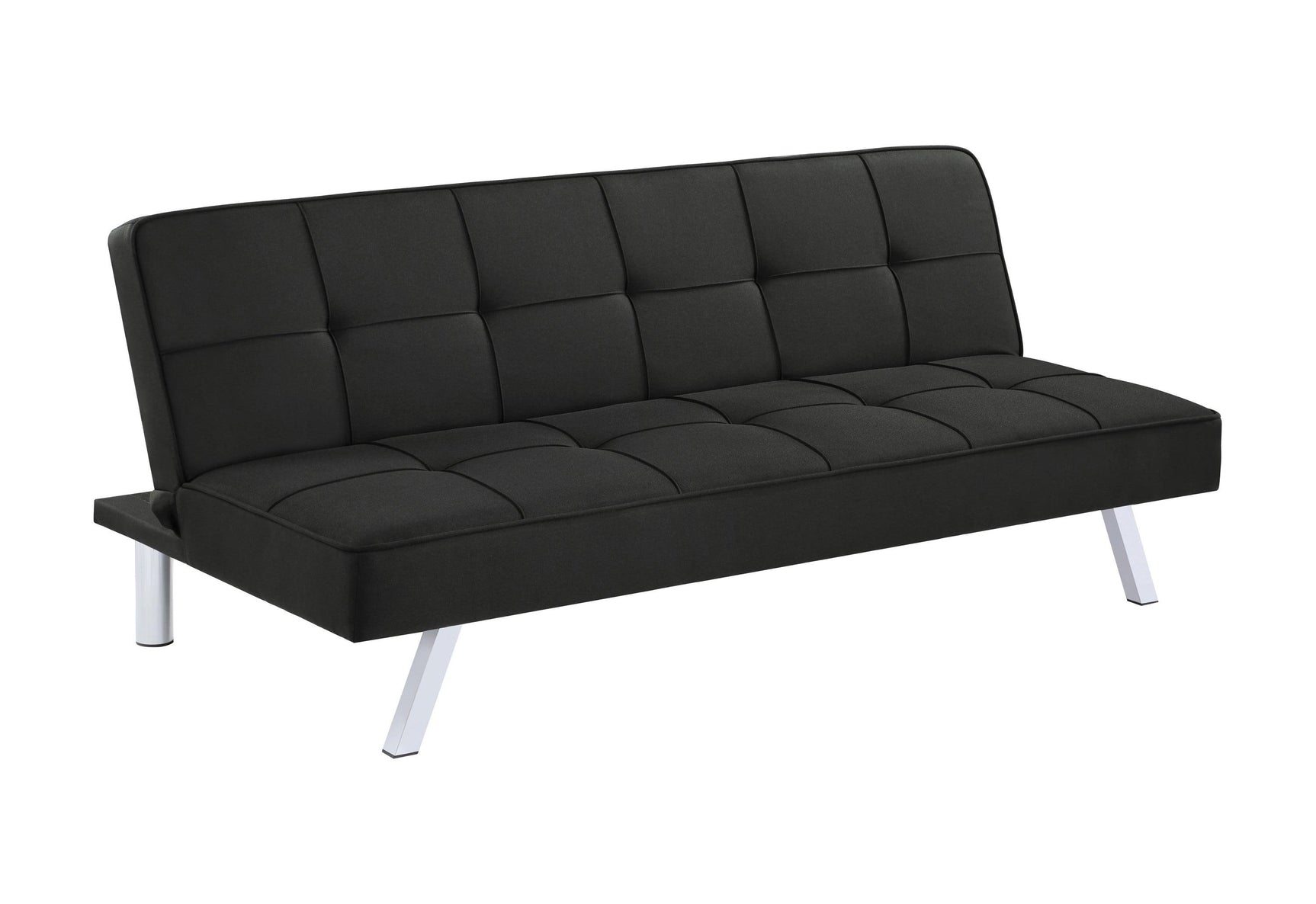 Joel Sofa Bed converted to bed position with tufted backrest flat