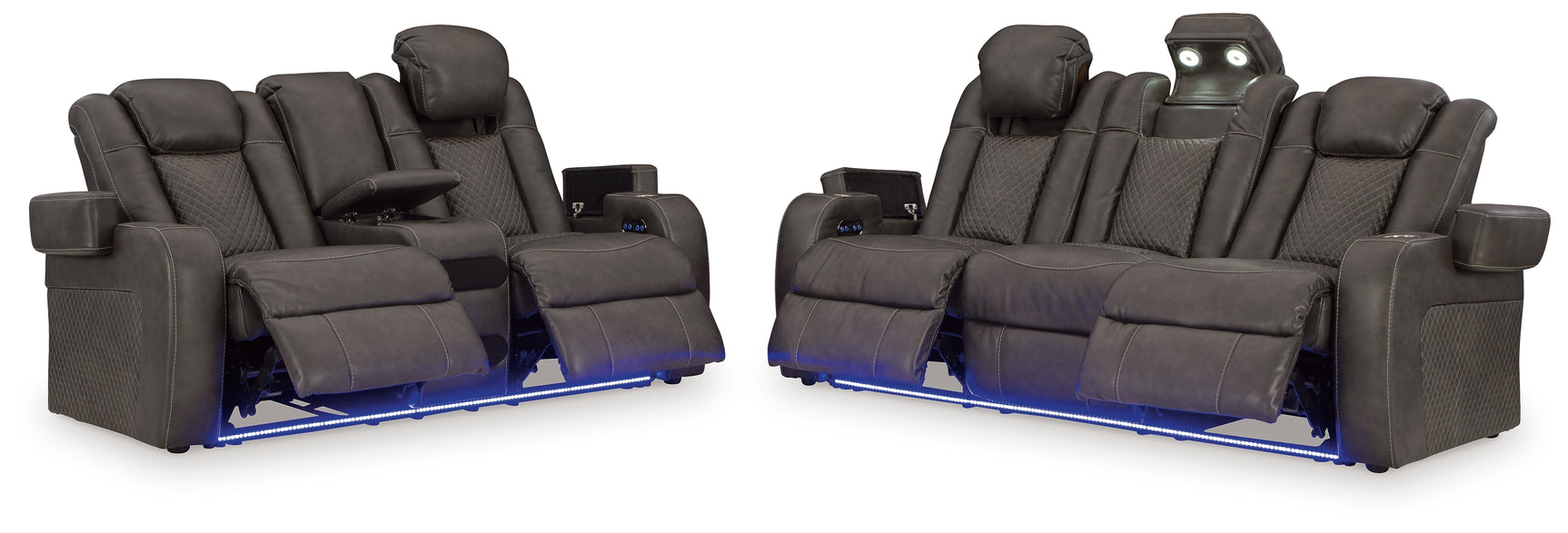 Ashley Fyne-Dyme Shadow loveseat open reclining position