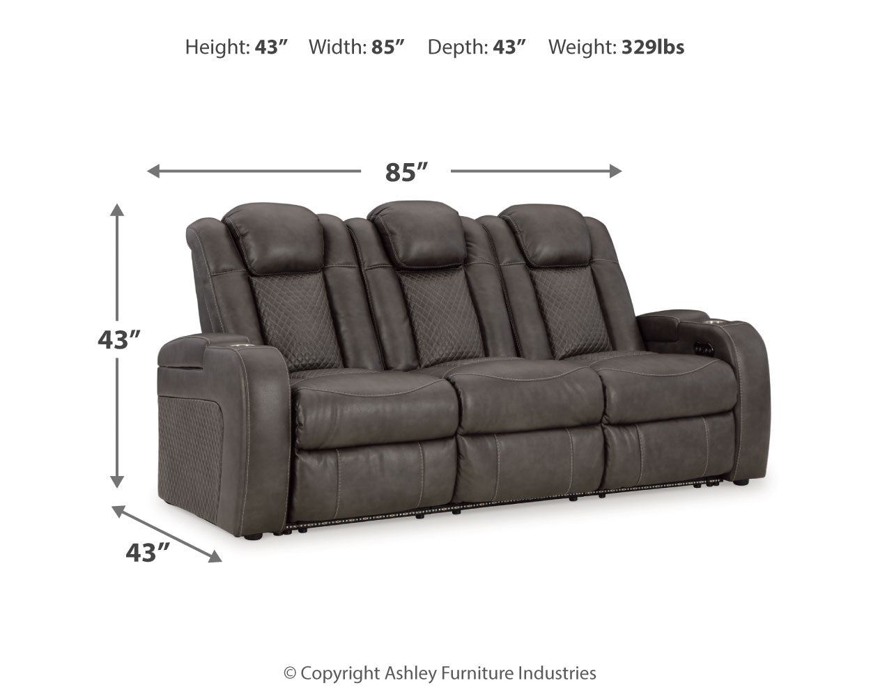 Fyne-Dyme Shadow Sofa, Loveseat and Recliner front view