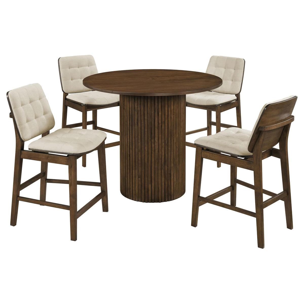 Hamlyn 5-Piece Round Wood Counter Height Dining Set Cream and Walnut — product image 2