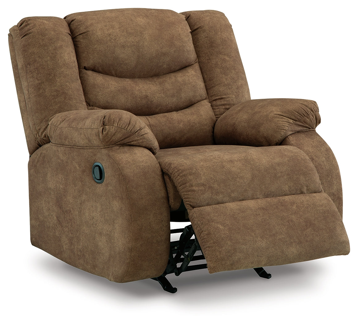 Sectional with recliner seat in reclined position