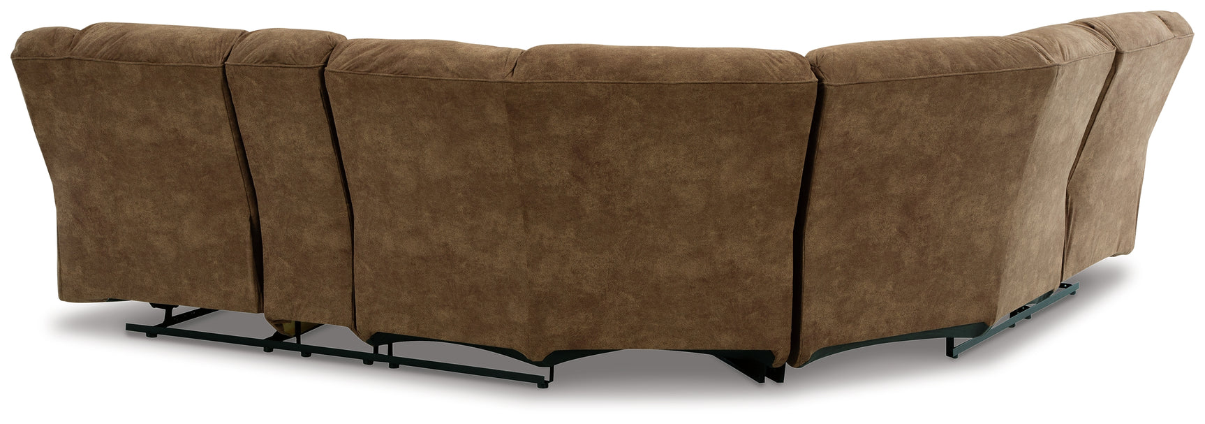 Partymate Brindle 2-Piece Sectional Sofa with Recliner in warm brown faux leather