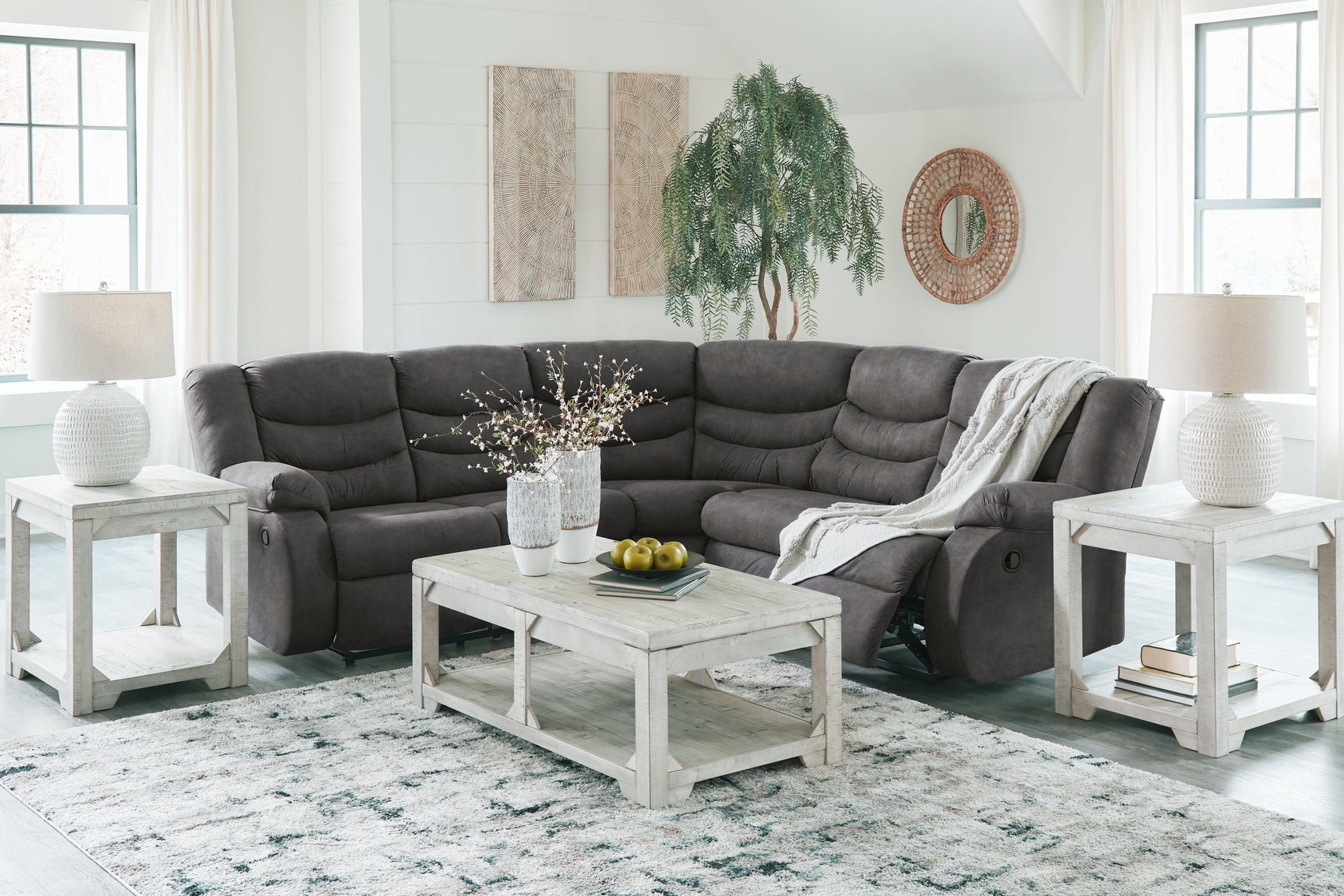 Close-up of seat cushions and faux leather upholstery