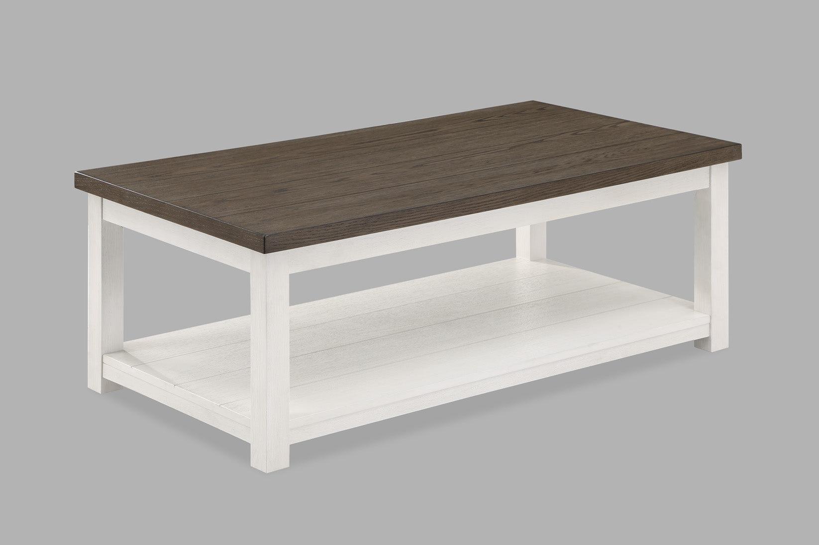 Dakota coffee table chalk brown white top angle