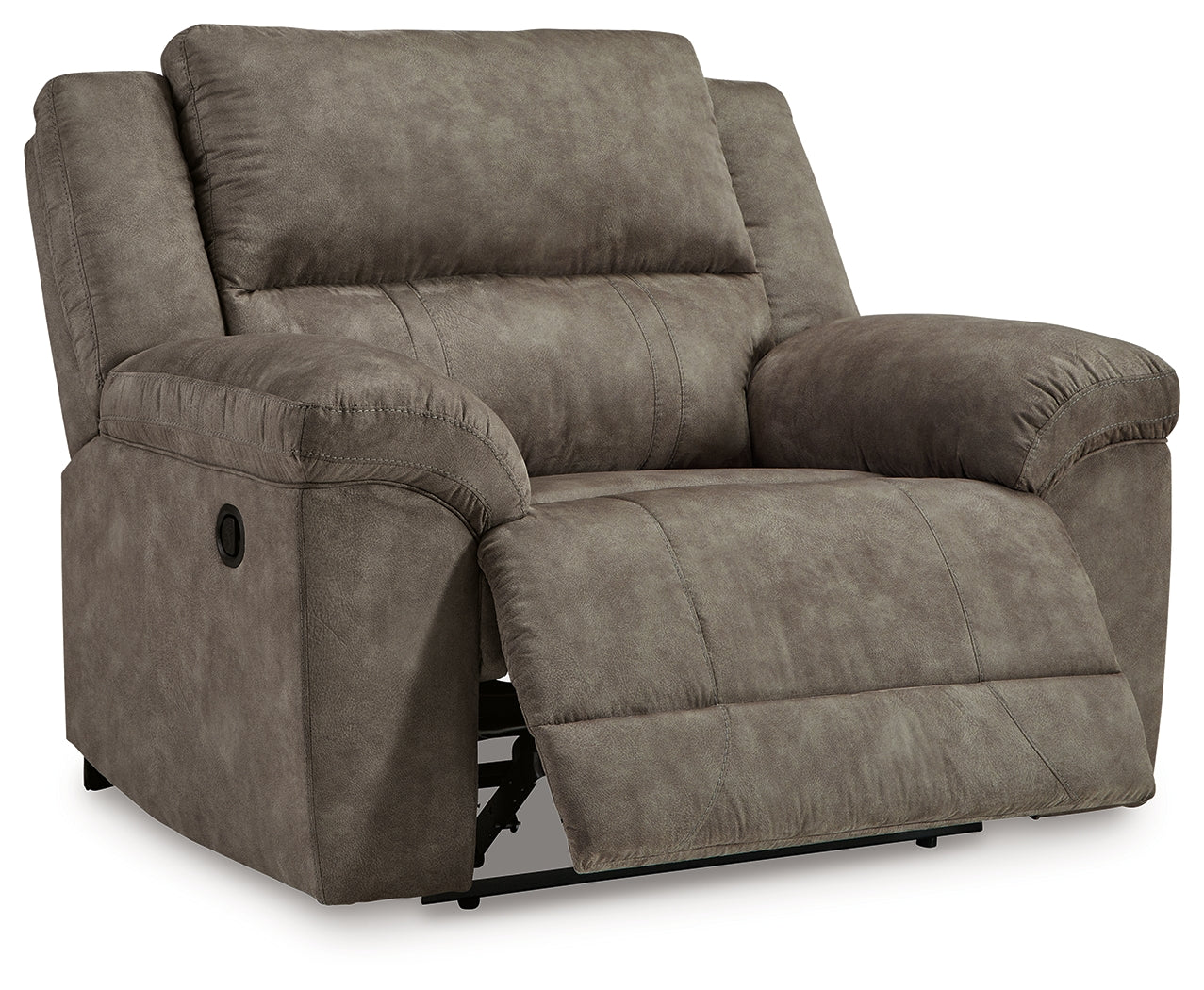 reclining position of Laresview Fossil Faux Leather Oversized Recliner