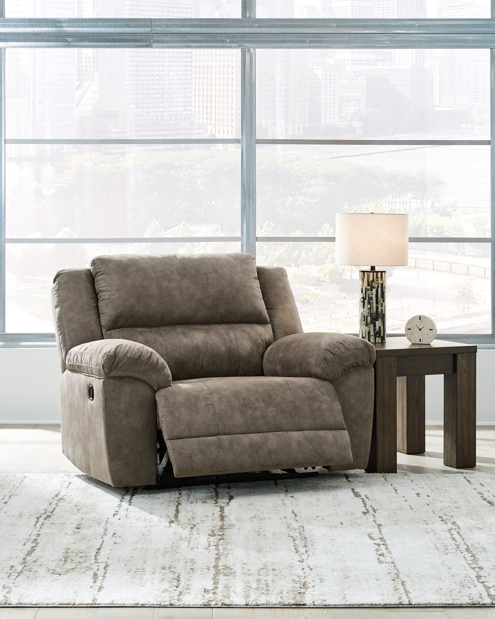 side view with recliner partially extended