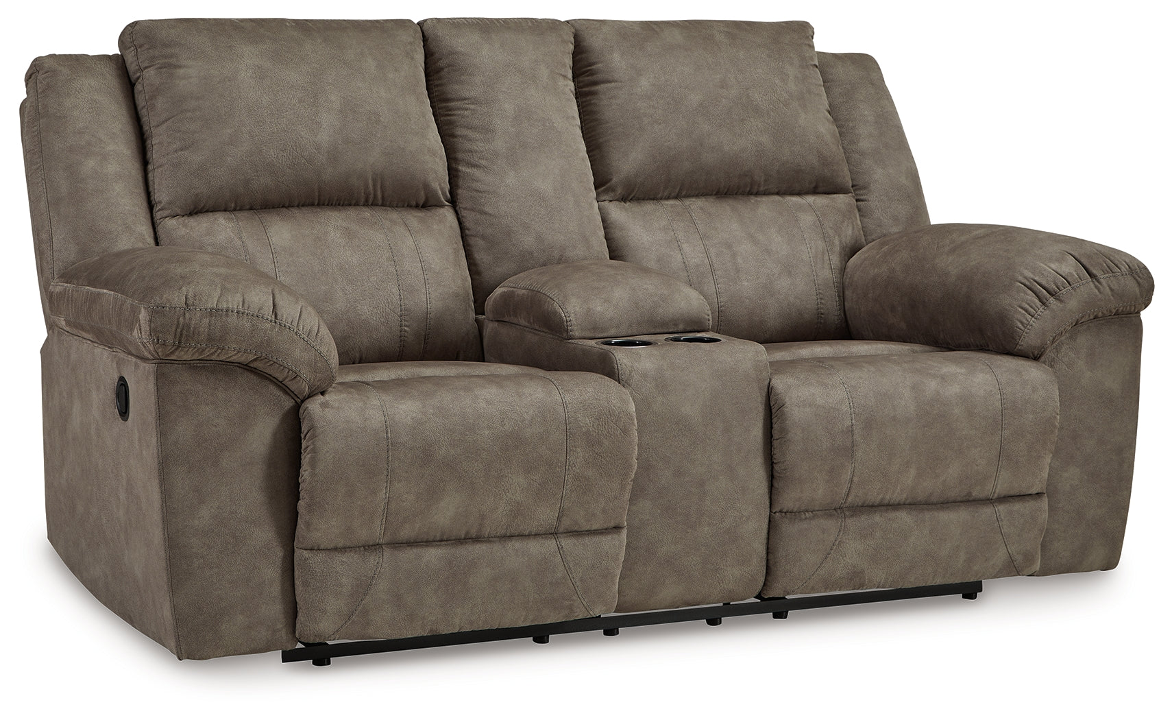 Laresview Reclining Loveseat side angle with console closed
