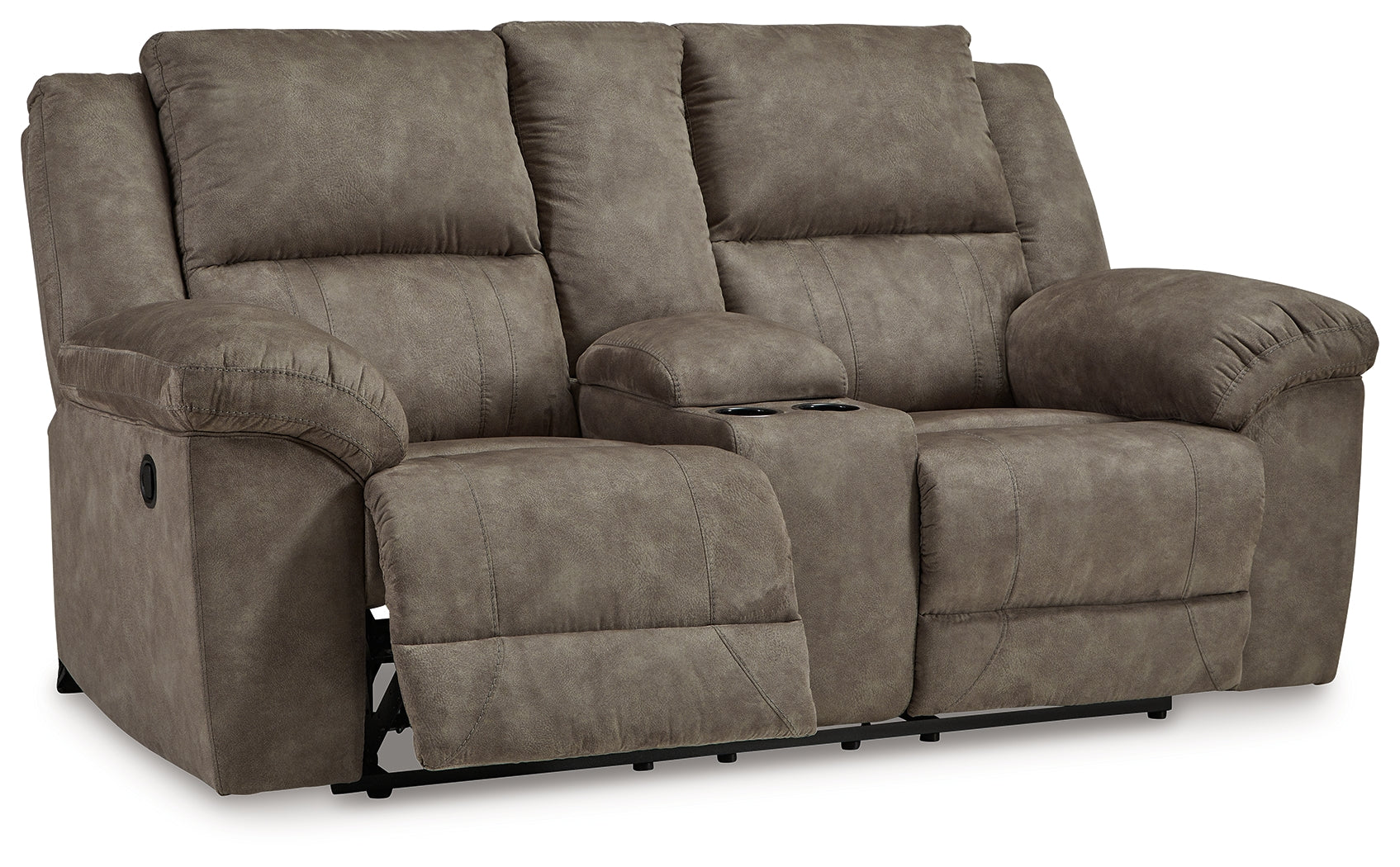 Laresview Reclining Loveseat side angle with console open