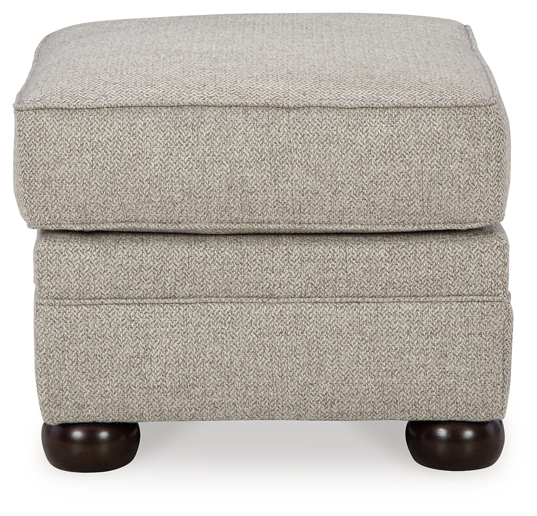 Top view showcasing the ottoman's cushion and fabric