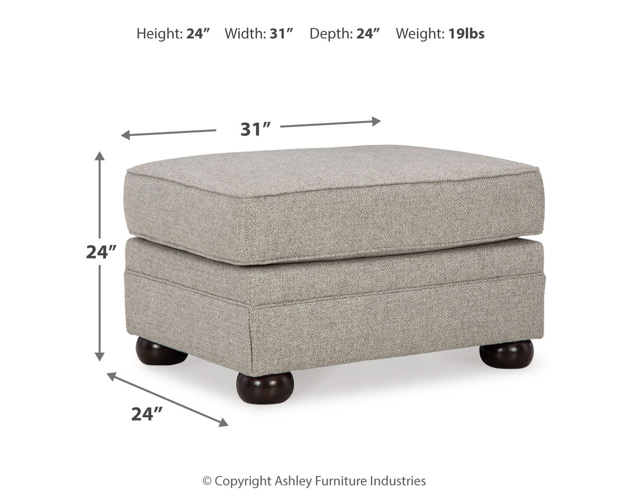 Gaelon Dune Chair and Ottoman dimensions diagram 2