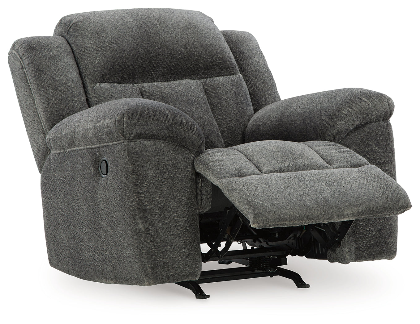 Reclined position of Frohn Graphite Chenille Recliner chair