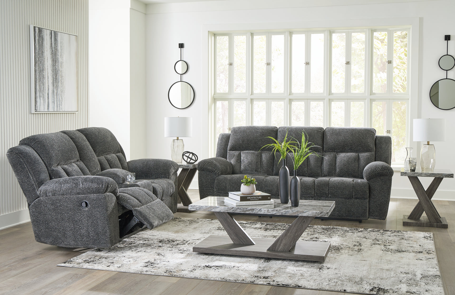 Close-up of Frohn Graphite sofa hardware