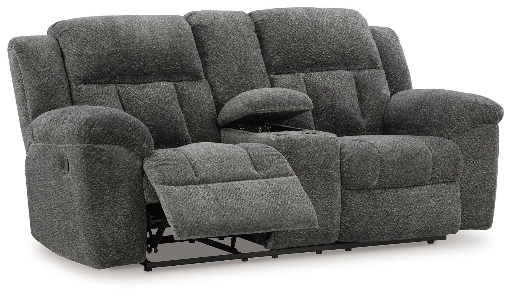 Frohn Reclining Loveseat side angled open reclined view