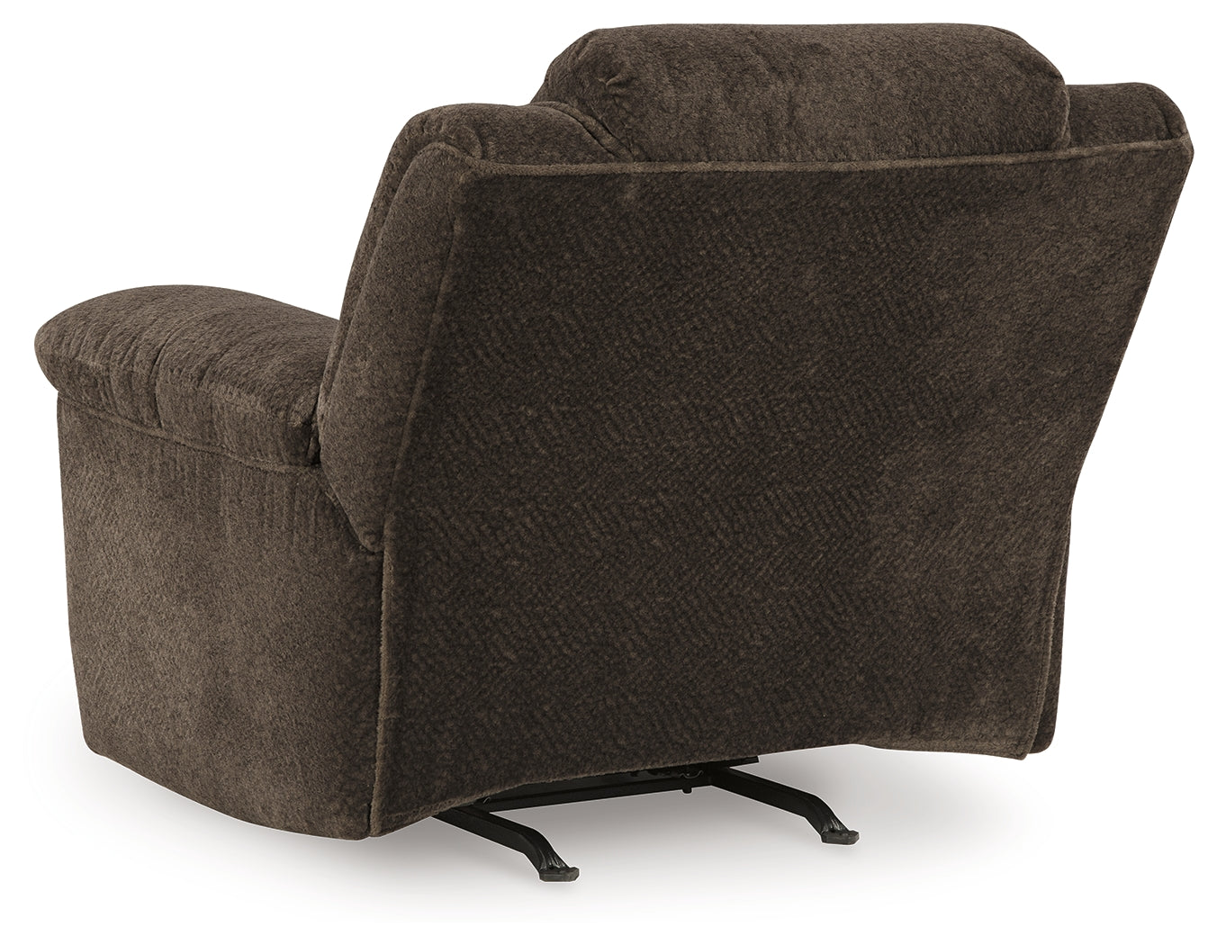 Back view showing reclined Frohn Chocolate Chenille Recliner Chair