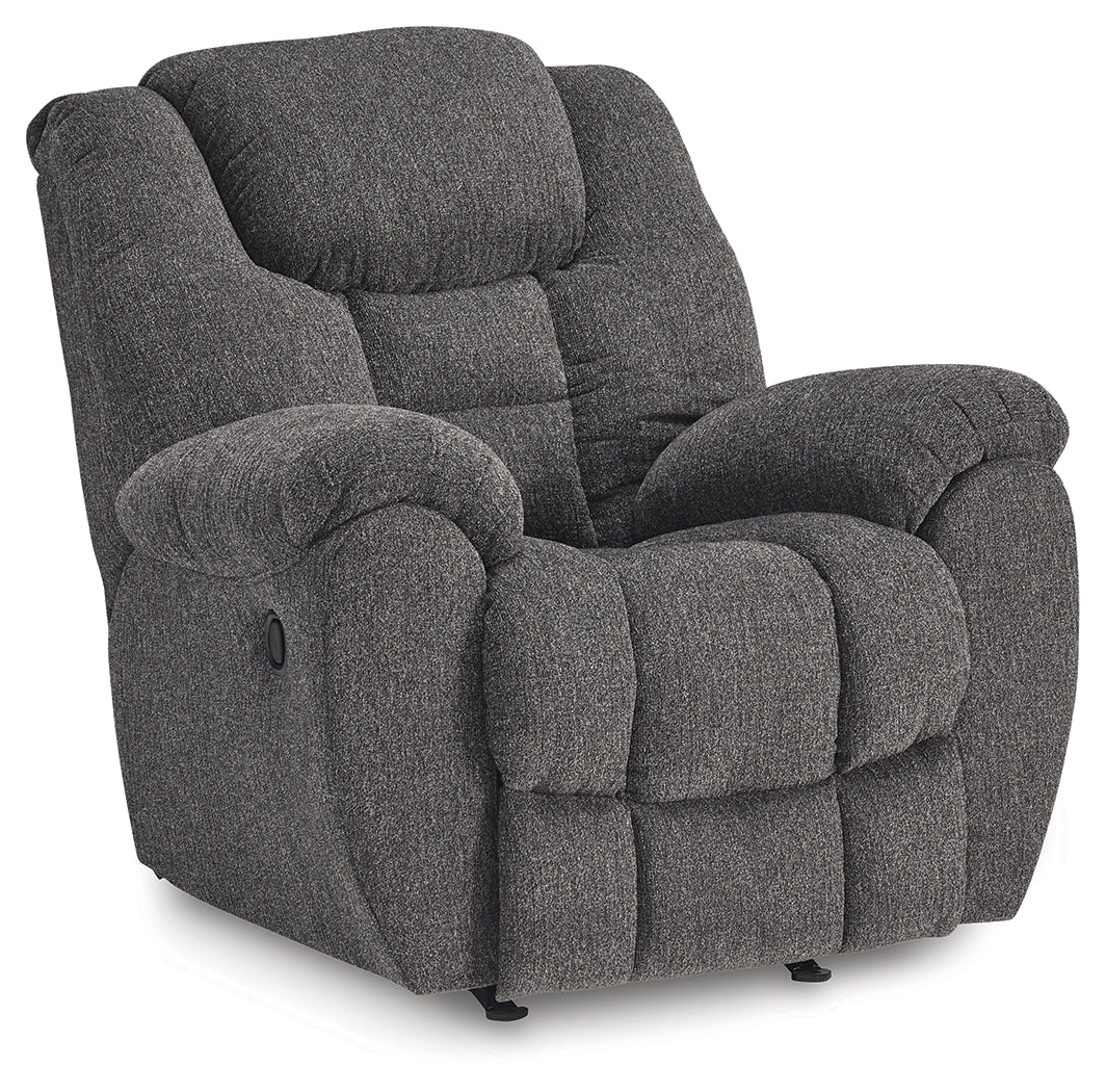 Side view of Foreside Charcoal Performance Fabric Recliner