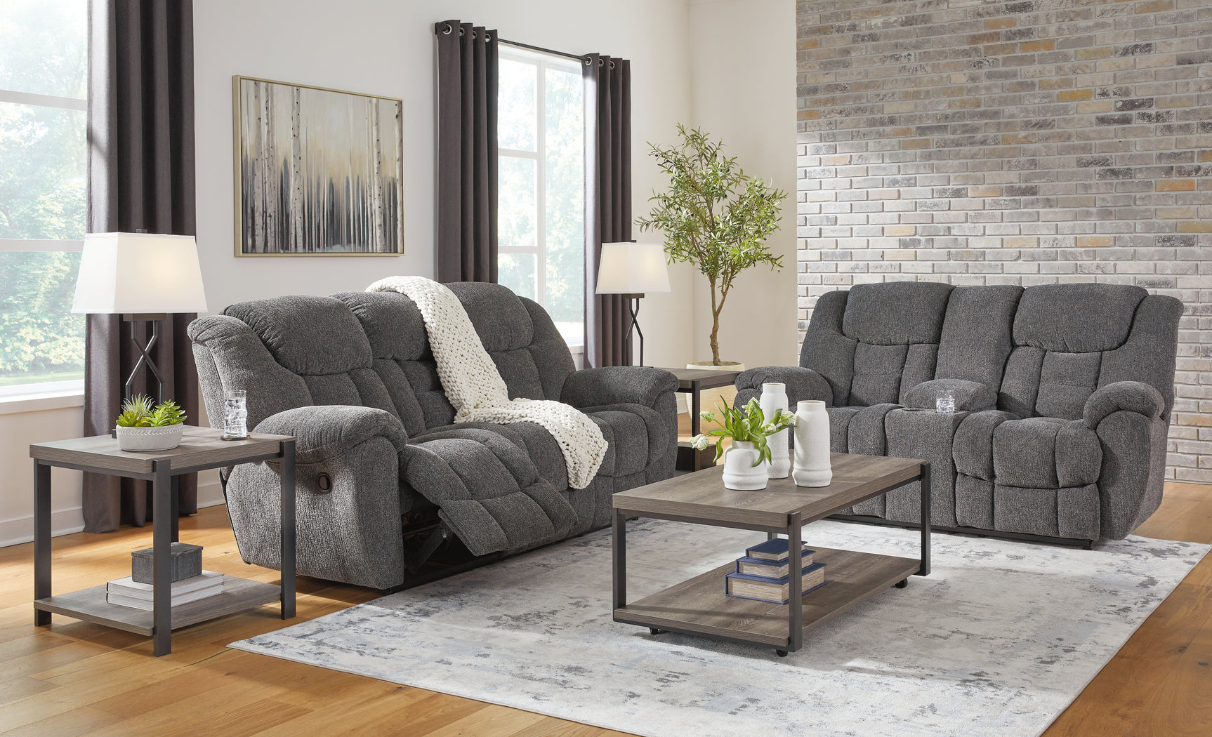 Side view of reclining feature on sofa